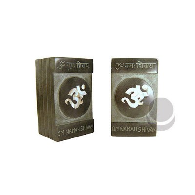 Om Inlay Stone Bookends Mother-of-Pearl Heavy Duty 5 x 3  Set of Two   132728358650